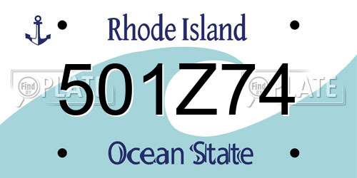 501Z74 Rhode Island License Plate
