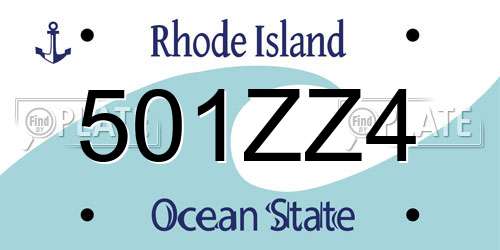 501ZZ4 Rhode Island License Plate