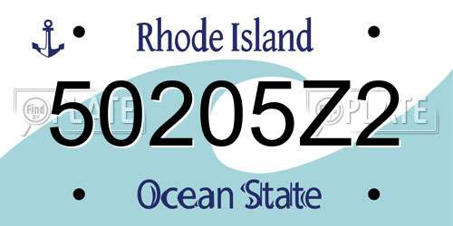 50205Z2 Rhode Island License Plate