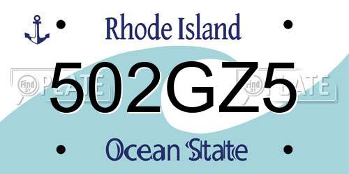 502GZ5 Rhode Island License Plate