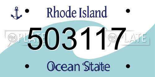 503117 Rhode Island License Plate