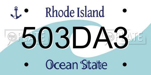 503DA3 Rhode Island License Plate