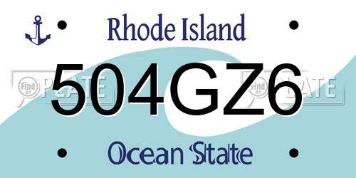 504GZ6 Rhode Island License Plate