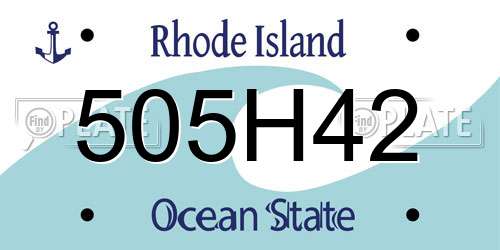 505H42 Rhode Island License Plate