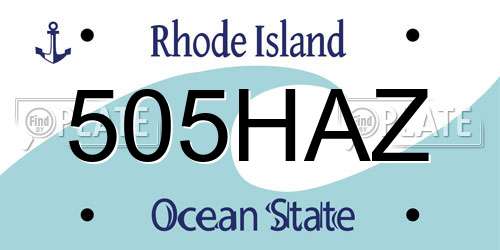 505HAZ Rhode Island License Plate