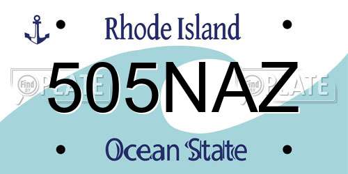 505NAZ Rhode Island License Plate