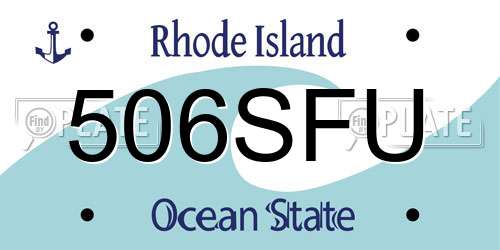 506SFU Rhode Island License Plate