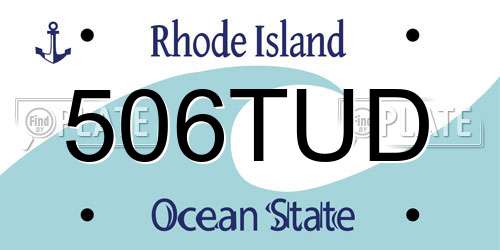 506TUD Rhode Island License Plate