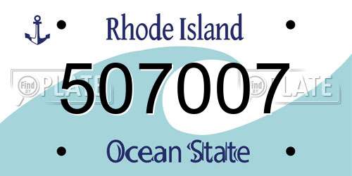 507007 Rhode Island License Plate