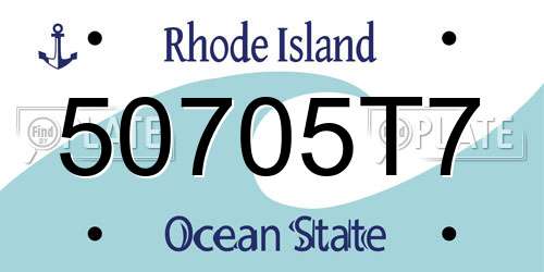 50705T7 Rhode Island License Plate