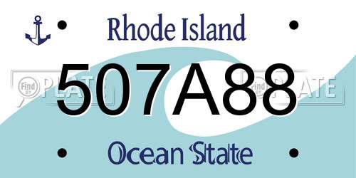 507A88 Rhode Island License Plate