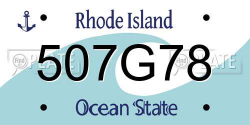 507G78 Rhode Island License Plate
