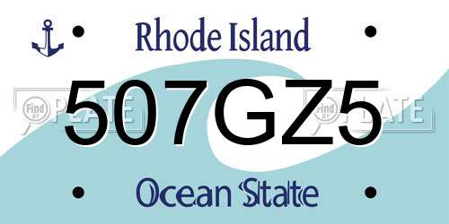 507GZ5 Rhode Island License Plate