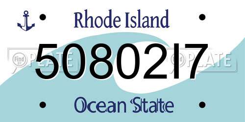 50802I7 Rhode Island License Plate