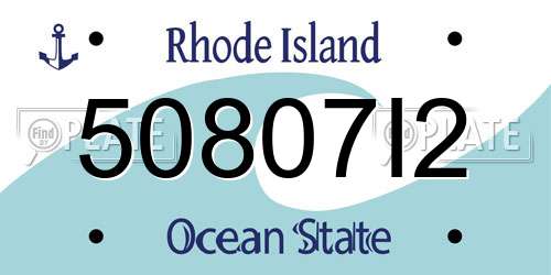 50807I2 Rhode Island License Plate
