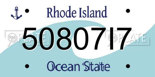 50807I7 Rhode Island License Plate