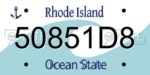 50851D8 Rhode Island License Plate