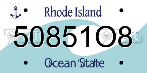50851O8 Rhode Island License Plate