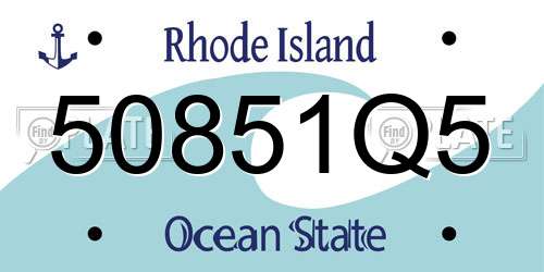 50851Q5 Rhode Island License Plate