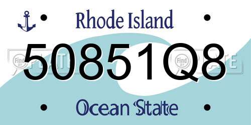 50851Q8 Rhode Island License Plate