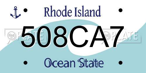 508CA7 Rhode Island License Plate
