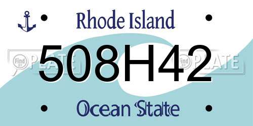 508H42 Rhode Island License Plate