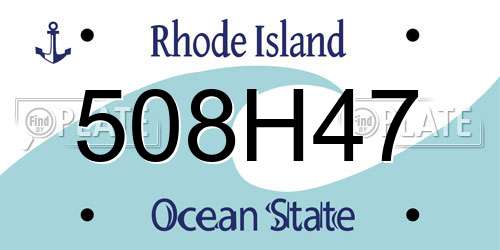 508H47 Rhode Island License Plate