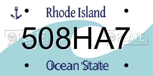 508HA7 Rhode Island License Plate