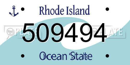 509494 Rhode Island License Plate