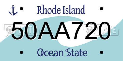 50AA720 Rhode Island License Plate