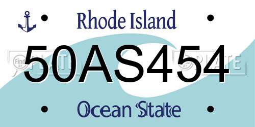 50AS454 Rhode Island License Plate