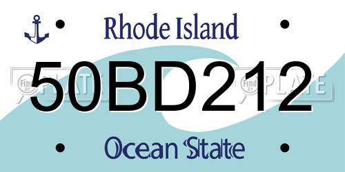 50BD212 Rhode Island License Plate