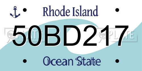 50BD217 Rhode Island License Plate