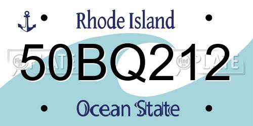 50BQ212 Rhode Island License Plate