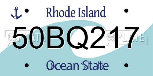 50BQ217 Rhode Island License Plate
