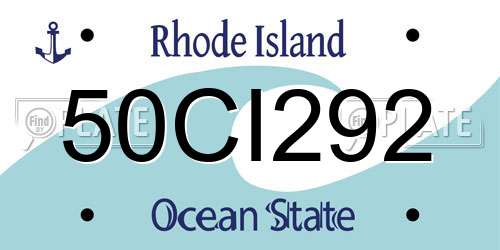 50CI292 Rhode Island License Plate