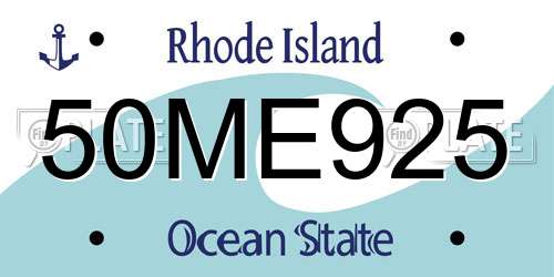 50ME925 Rhode Island License Plate