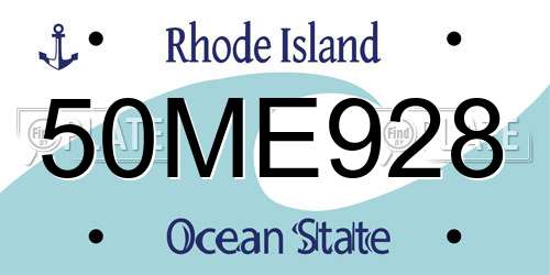 50ME928 Rhode Island License Plate