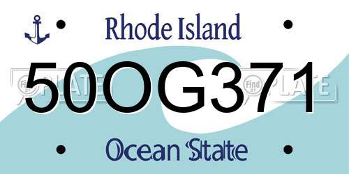 50OG371 Rhode Island License Plate