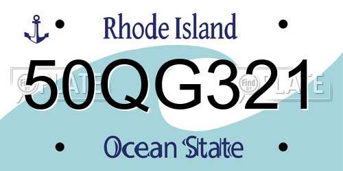 50QG321 Rhode Island License Plate