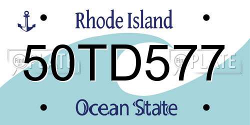 50TD577 Rhode Island License Plate