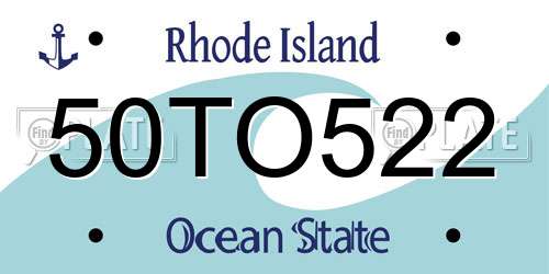 50TO522 Rhode Island License Plate