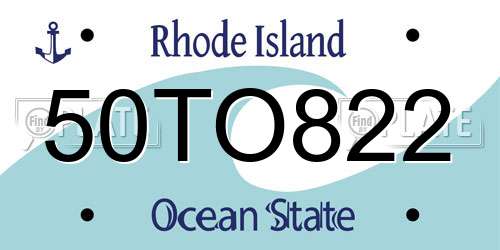 50TO822 Rhode Island License Plate