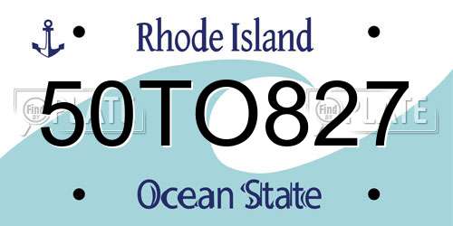 50TO827 Rhode Island License Plate