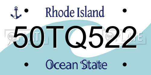 50TQ522 Rhode Island License Plate