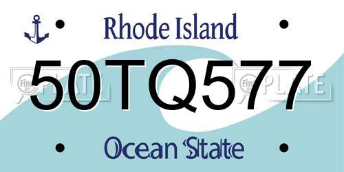 50TQ577 Rhode Island License Plate
