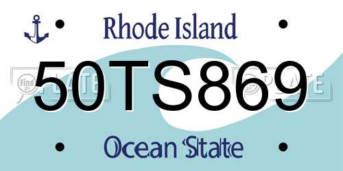 50TS869 Rhode Island License Plate