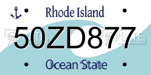 50ZD877 Rhode Island License Plate