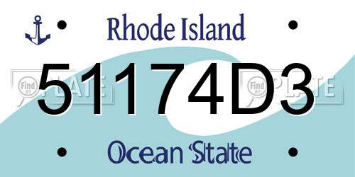 51174D3 Rhode Island License Plate