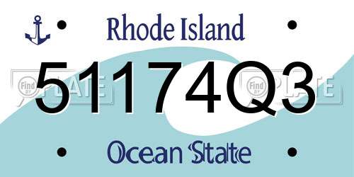 51174Q3 Rhode Island License Plate